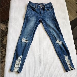 American Eagle Outfitters Ripped Blue Skinny Jeans